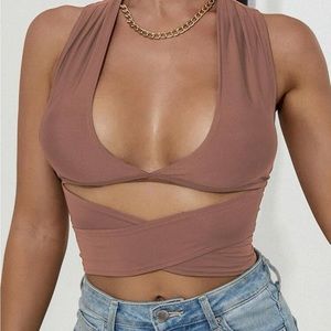 Nude going out strappy tie top
